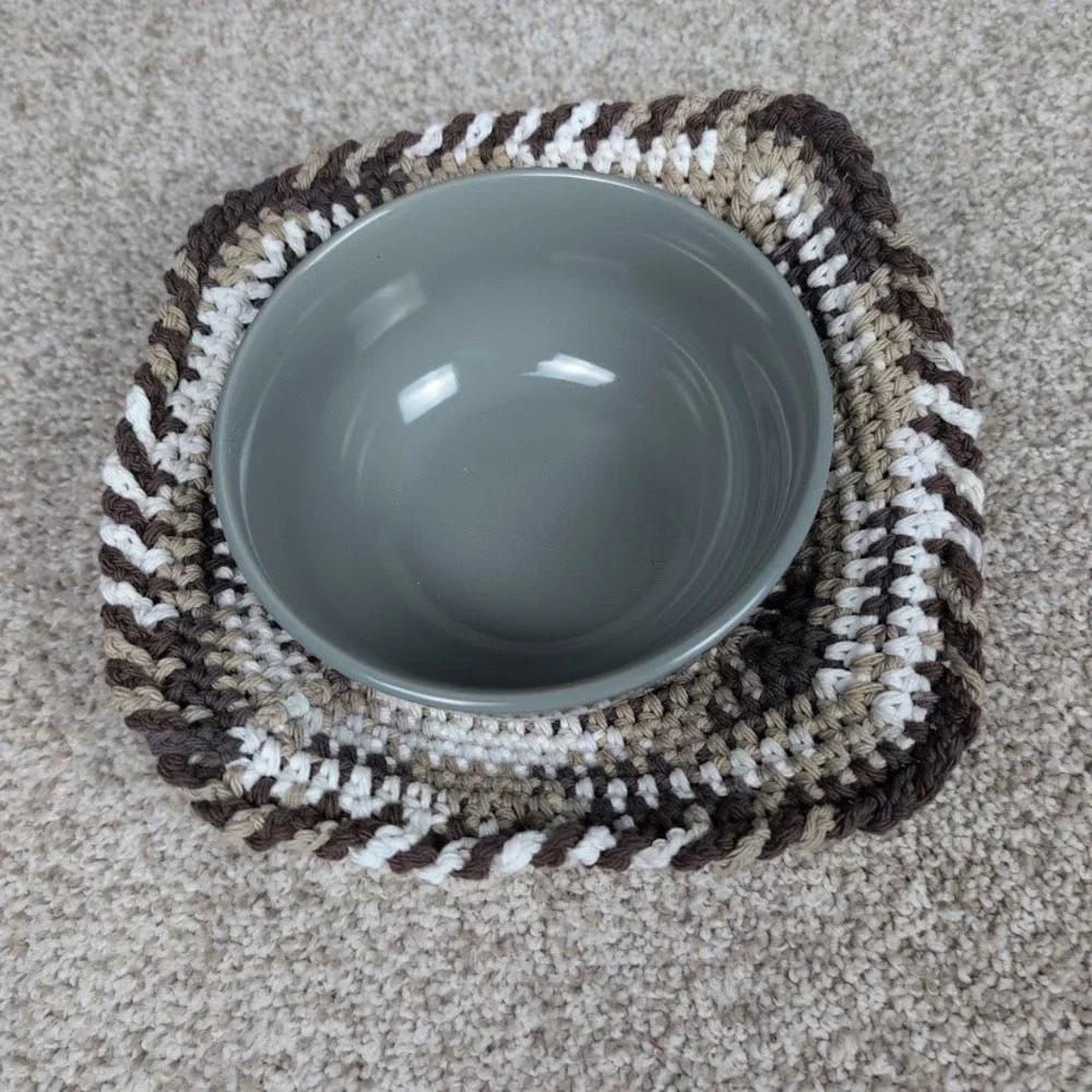 Handmade Crochet Bowl Cozy Multi Color‎ Coffee Mug Warmer Hot Pad